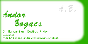 andor bogacs business card