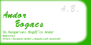 andor bogacs business card